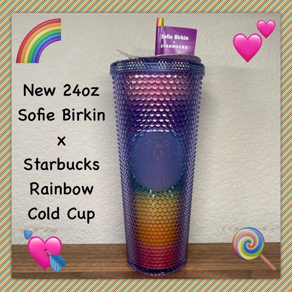 New 24oz Sofie Birkin x Starbucks Rainbow Cold Cup